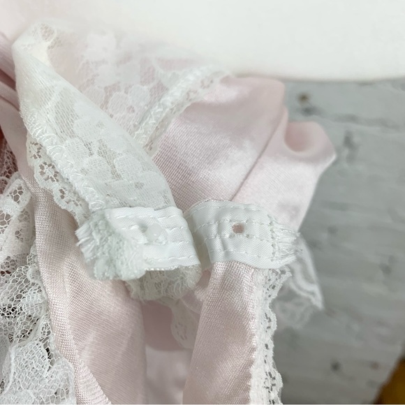 VTG 80s Inner Most Pink Lace Bow Floral Ruffle Bodysuit Lingerie Nightie Teddy S - Picture 12 of 12